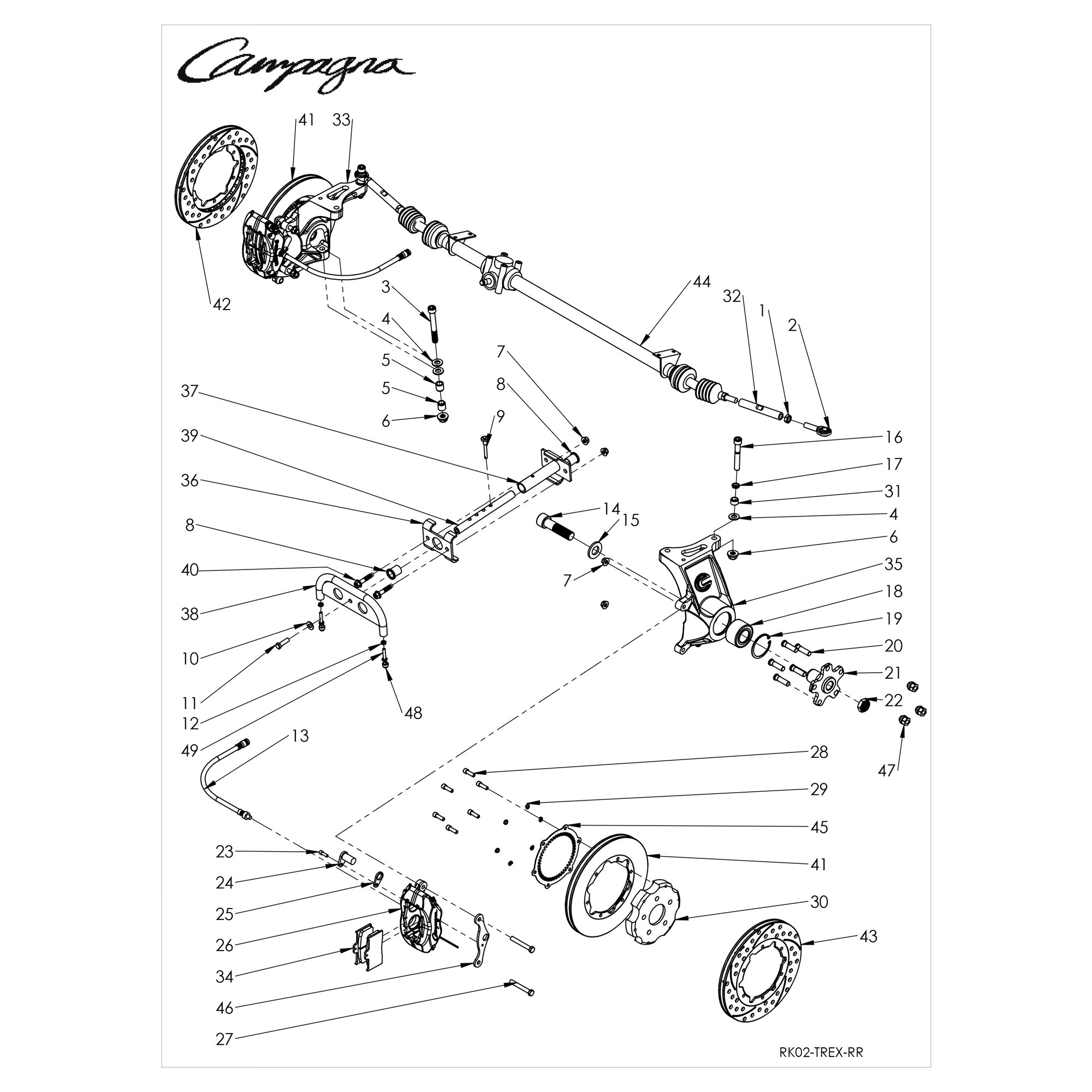 FRONT BRAKES, KNUCKLES, RACK AND PINION, PASSENGER FOOTREST
