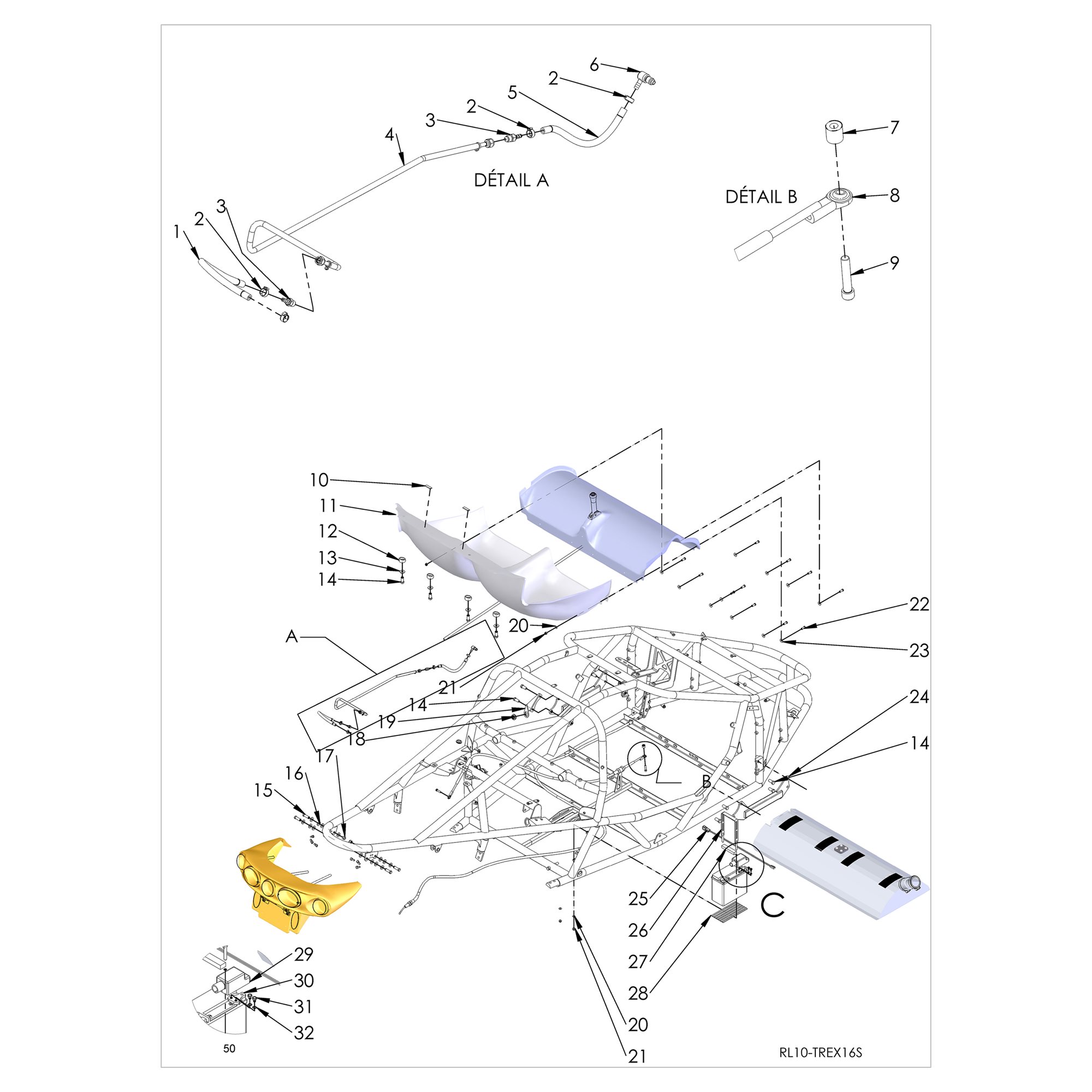 FUEL LINE, BATTERY AND HARDWARE